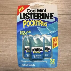 Listerine Cool Mint PocketPaks Breath Strips, 3-Pack, 72 Count